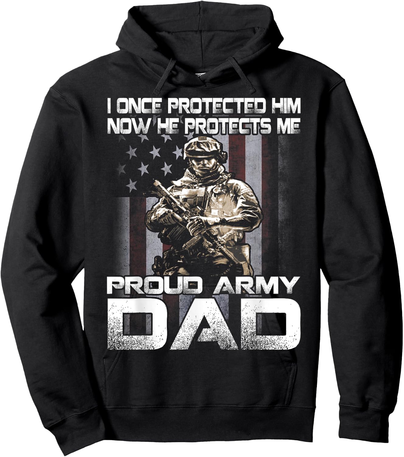 I Once Protected Him Now He Protects Me Proud Army Dad Hoodie - Hoodie | Black