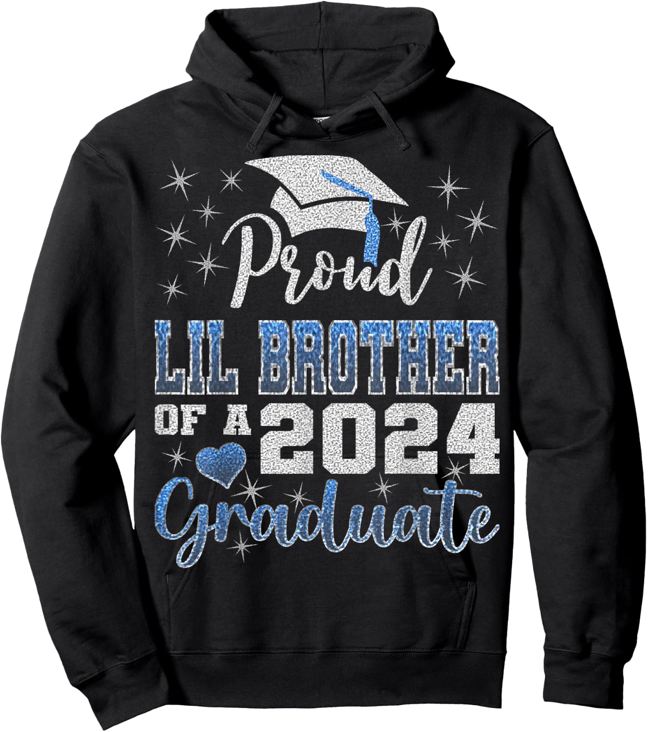 Super Proud Little Brother of 2024 Graduate Awesome Family Hoodie - Hoodie | Black