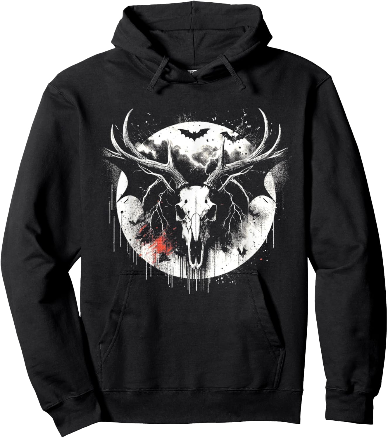 Deer Skull Bat - Creepy Deer Monster Halloween Lover Hoodie - Hoodie | Black