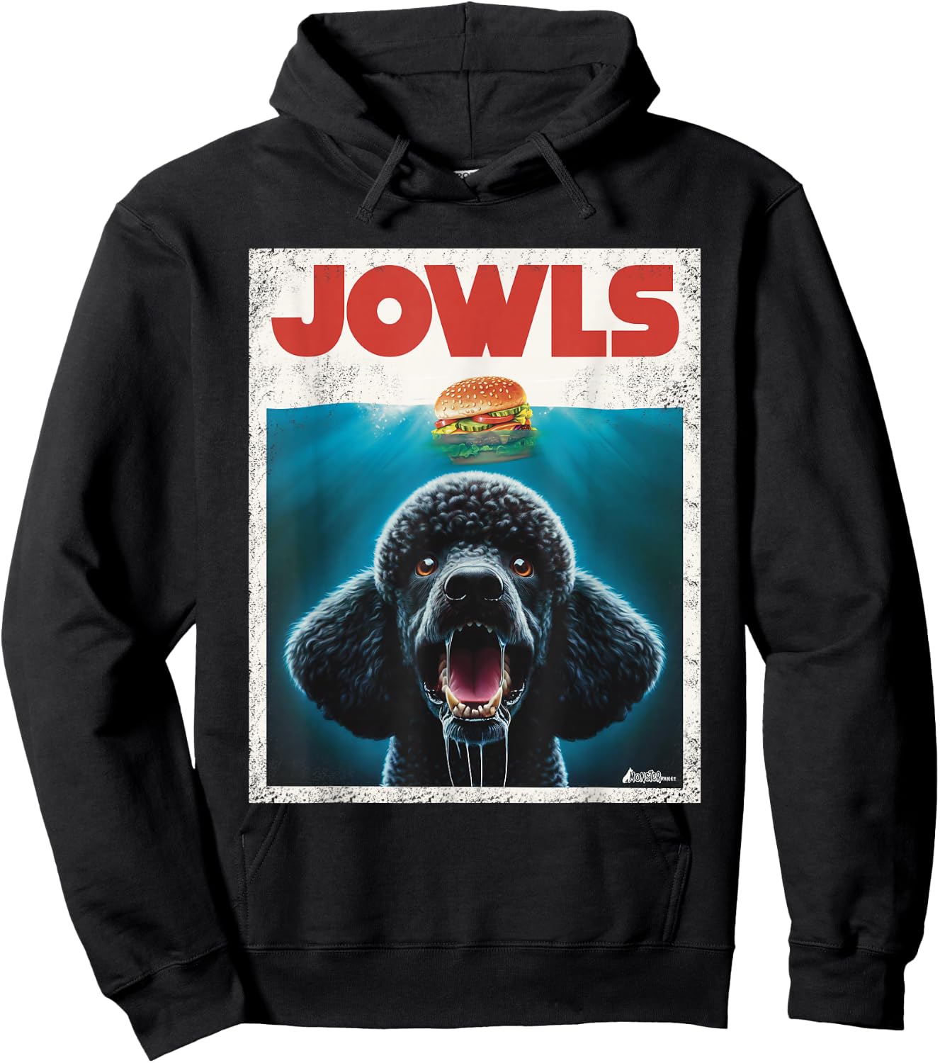 Funny Poodle Black Standard Poodle Jowls Burger Cute Dog Mom Hoodie - Hoodie | Black