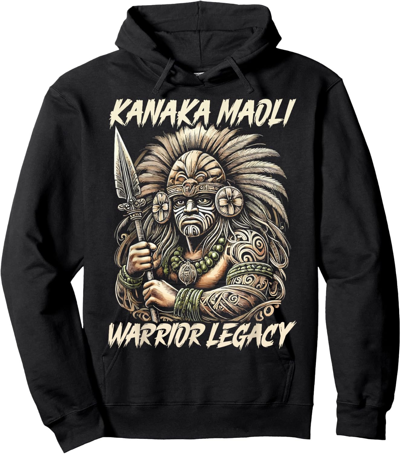 Kanaka Maoli Warrior Native Hawaiian Islands Hawaii Flag Hoodie - Hoodie | Black