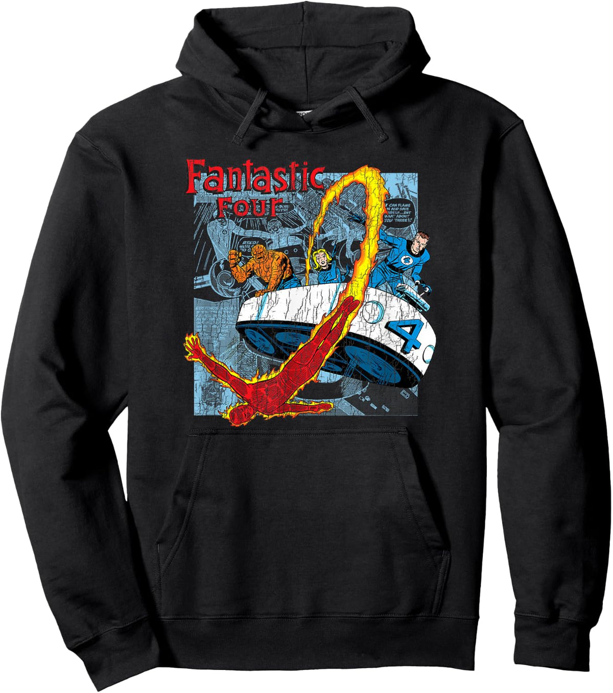Marvel Fantastic Four Comic Shot Vintage Distressed Logo Hoodie - Hoodie | Black