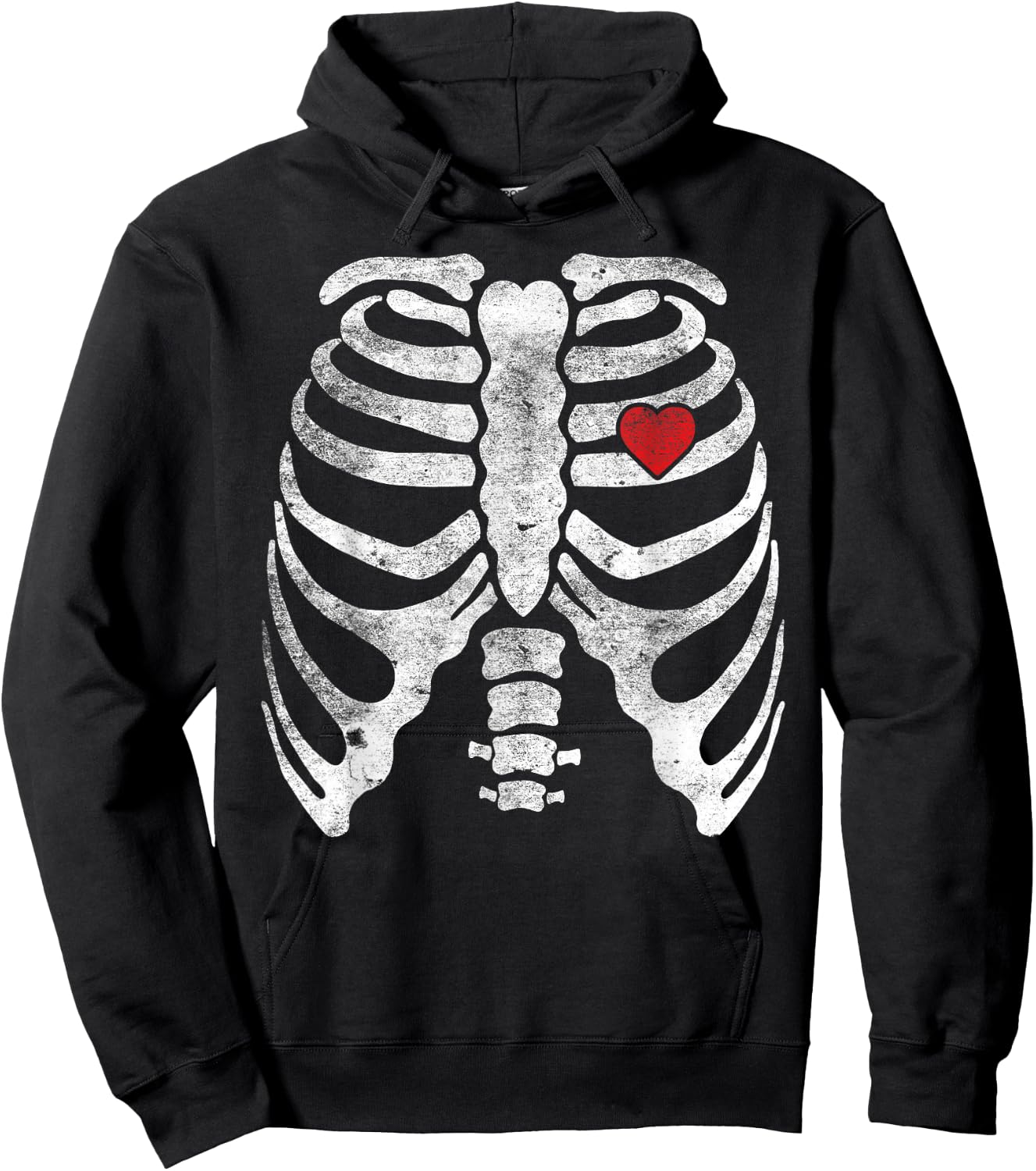 Heart Rib Cage X-Ray Adult Kids Funny Halloween Skeleton Hoodie - Hoodie | Black
