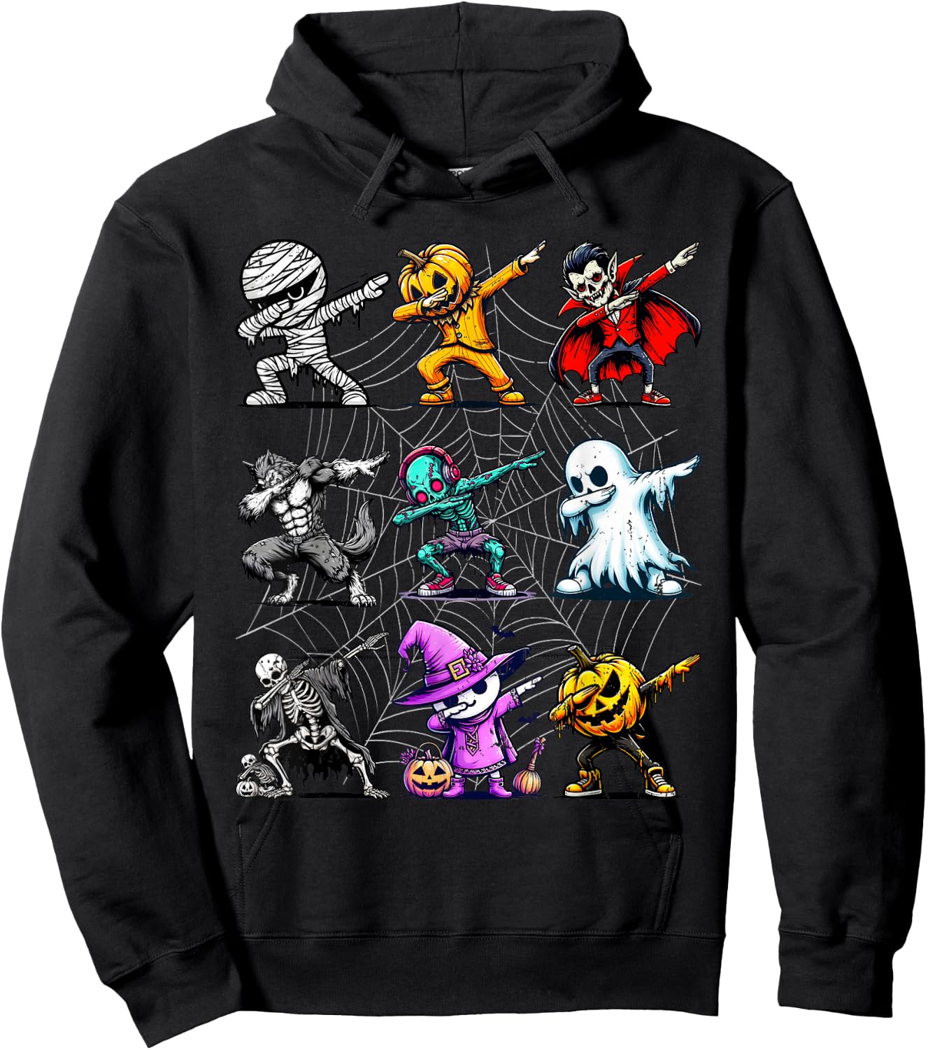 Dabbing Halloween Skeleton Zombie Ghost Pumpkin Mummy Hoodie - Hoodie | Black