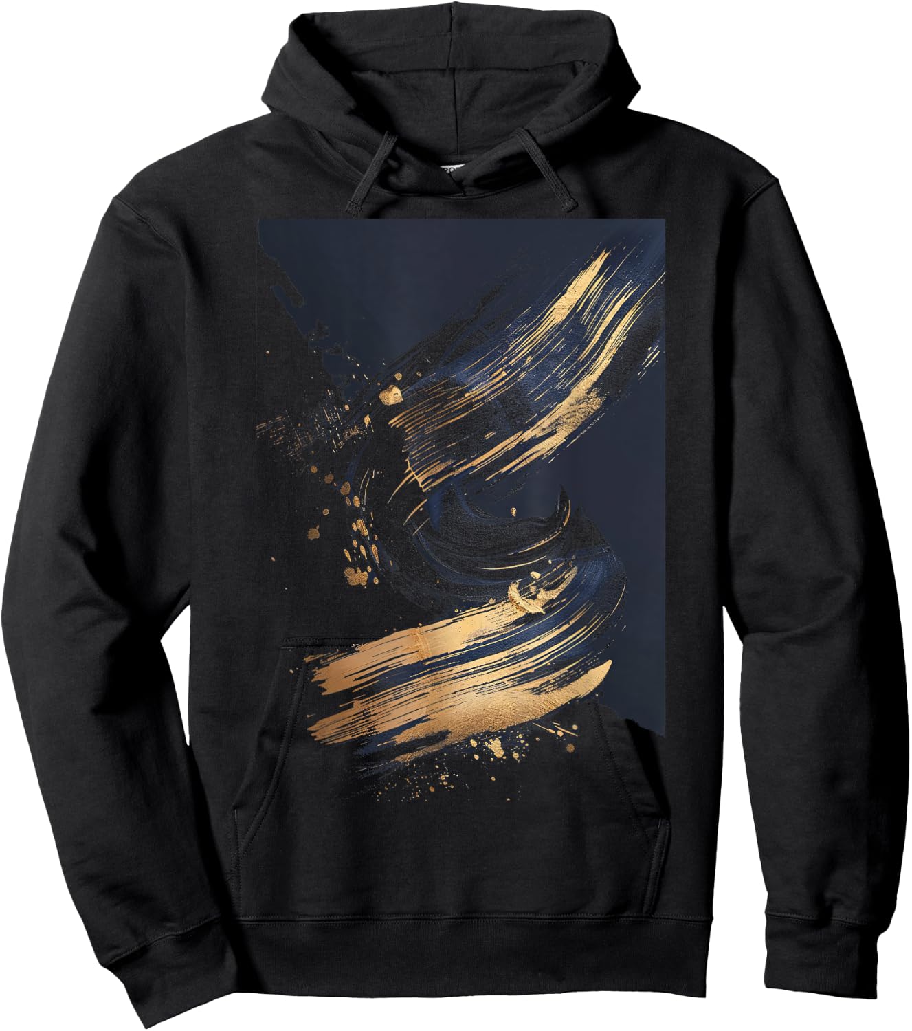 Black Brushstrokes Graphic Hoodie - Hoodie | Black