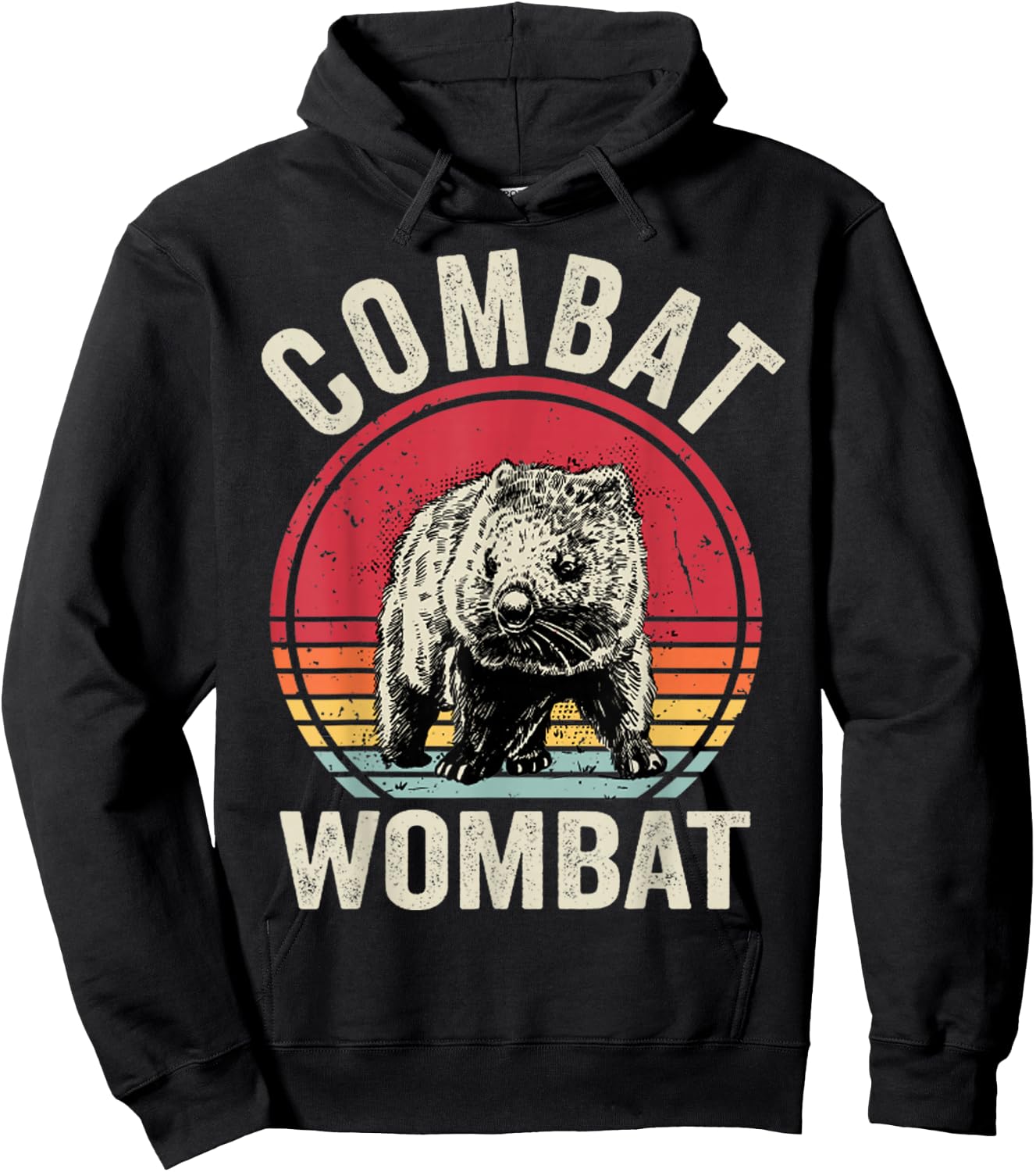 Wombat Retro Combat Wombat Funny Hoodie - Hoodie | Black