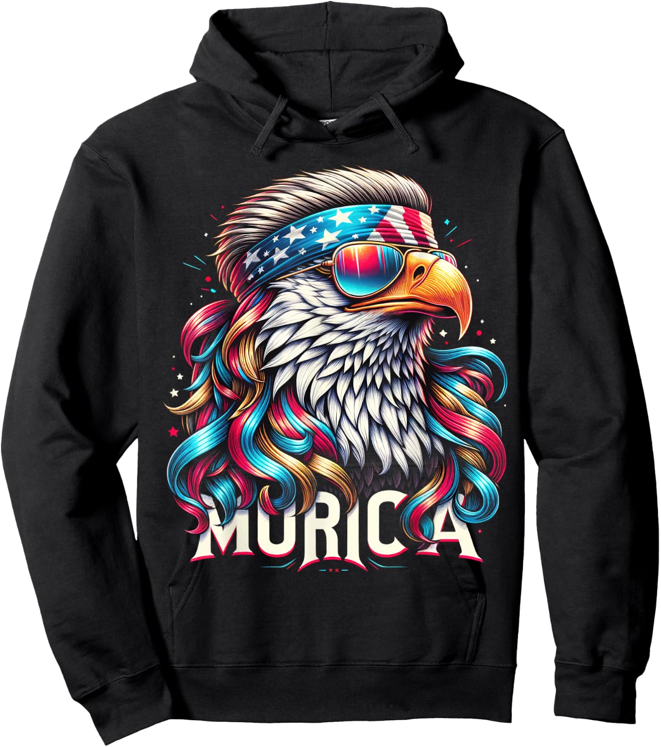 4th of July Patriotic Funny Eagle July 4th USA Murica Kids Men Hoodie - Hoodie | Black