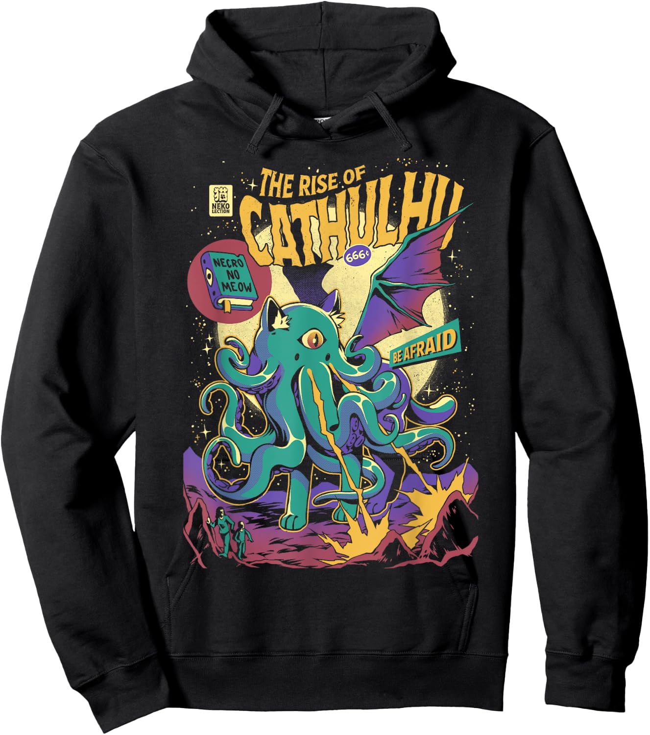 Rise Of Cathulhu Creepy Kitten Cthulhu Halloween Cat Hoodie - Hoodie | Black