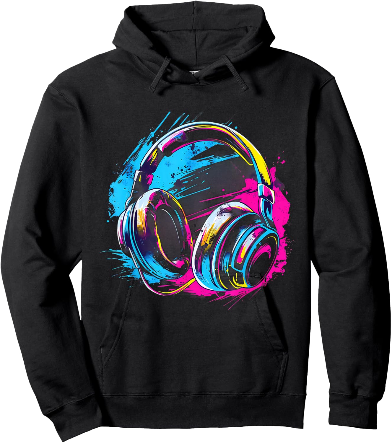 Headphones Music DJ EDM Music Headphones Music Lover Splash Hoodie - Hoodie | Black