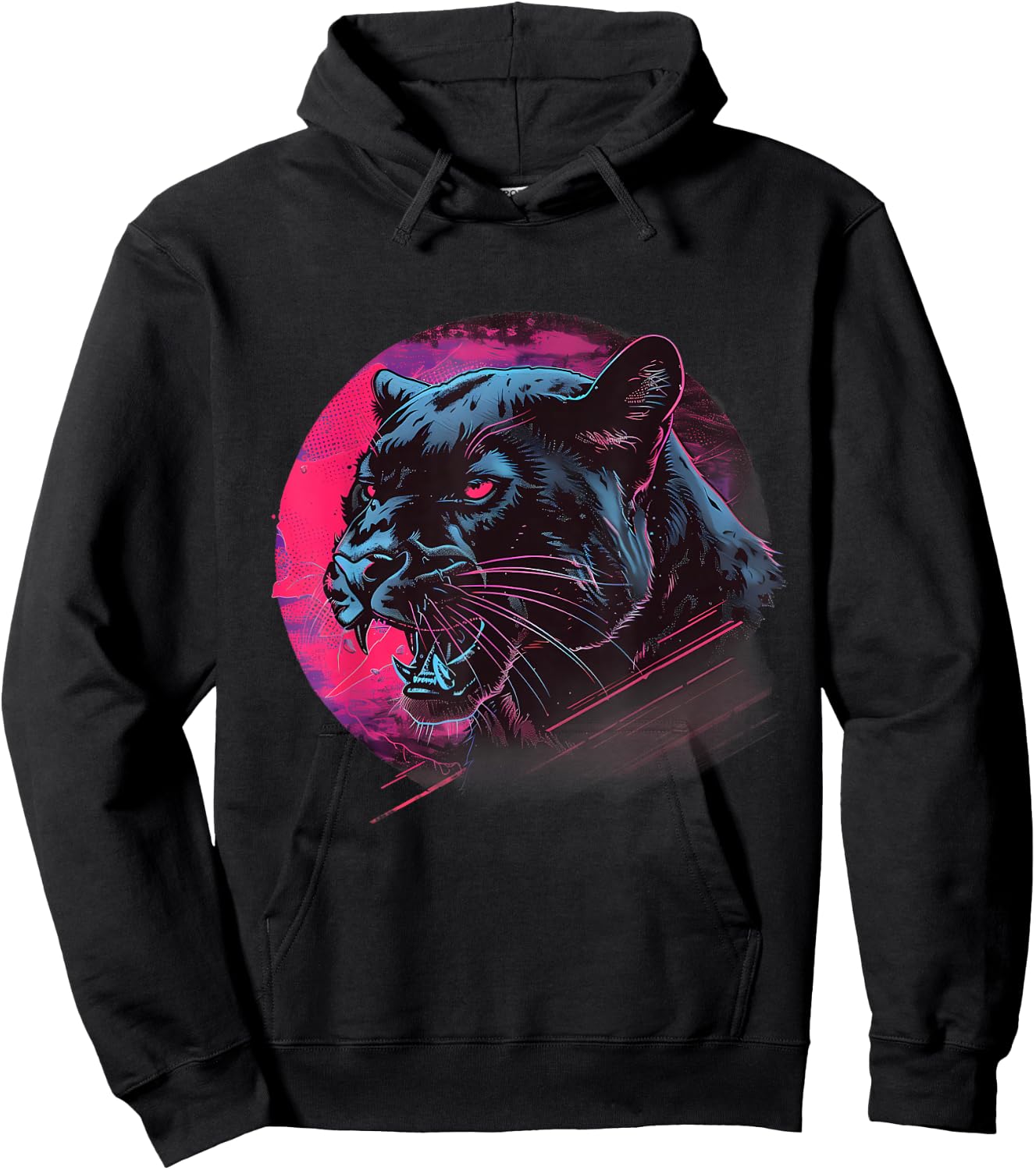 Panther Wildlife Portrait Colourful Nature Panther Lover Hoodie - Hoodie | Black