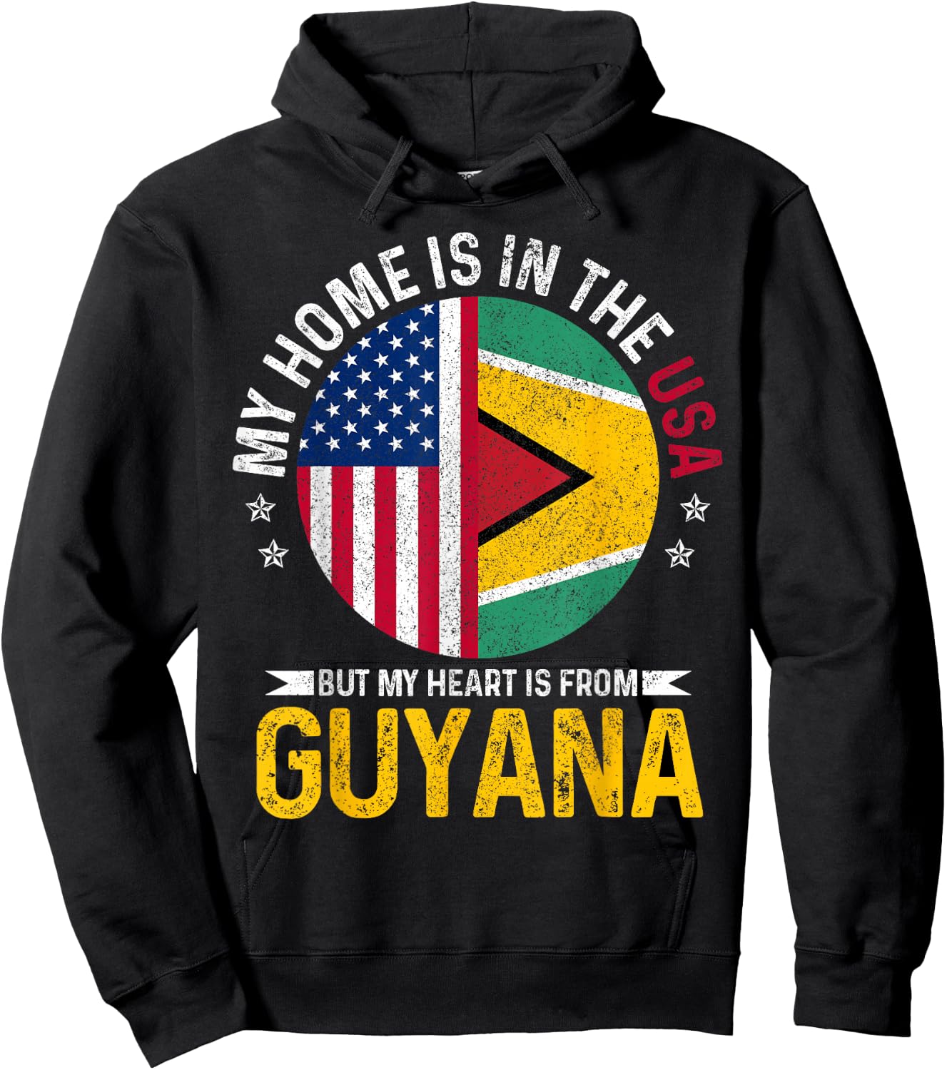 Guyanese American Flag Pride Guyana Patriotic Hoodie - Hoodie | Black