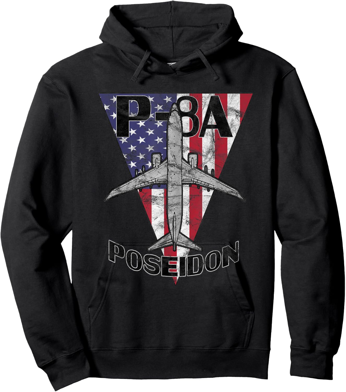 P-8 Poseidon Military Airplane Patriotic Vintage Hoodie - Hoodie | Black