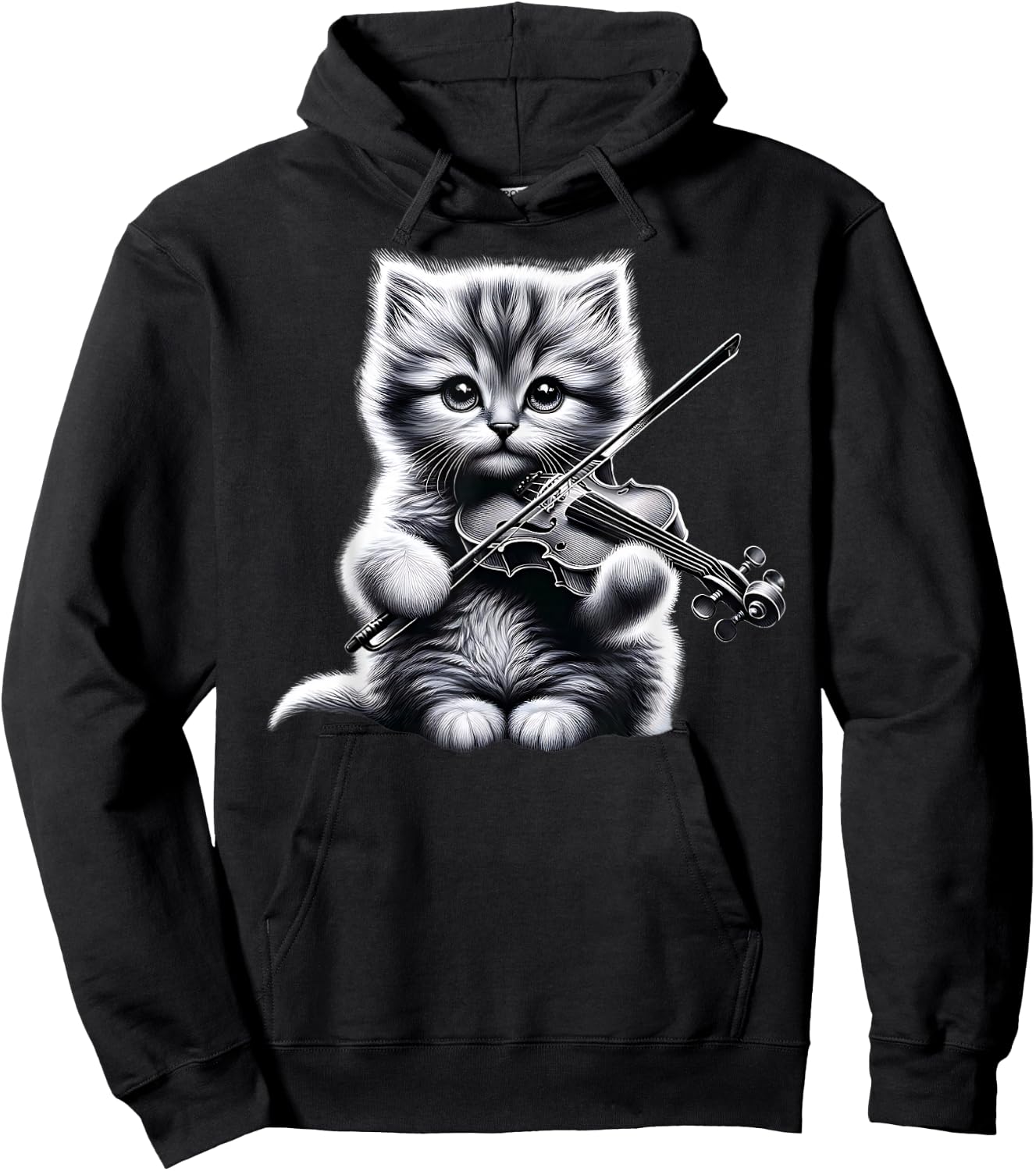 Funny Orchestra Musician Violinist Cute Cat Playing Violin Hoodie - Hoodie | Black