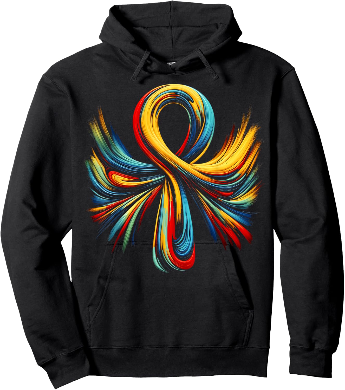 Cool Egypt Ankh Key of Life Symbol In Abstract Art Style Hoodie - Hoodie | Black