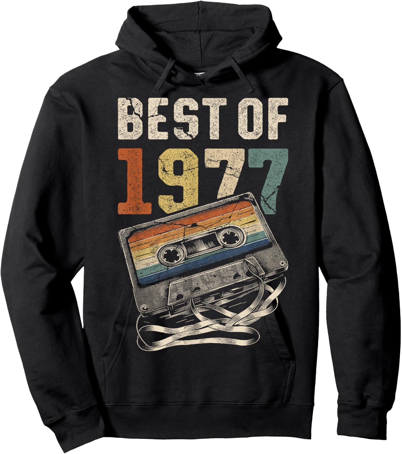 Best of 1977 Cassette 49 Years Music Retro Birthday Hoodie - Hoodie | Black