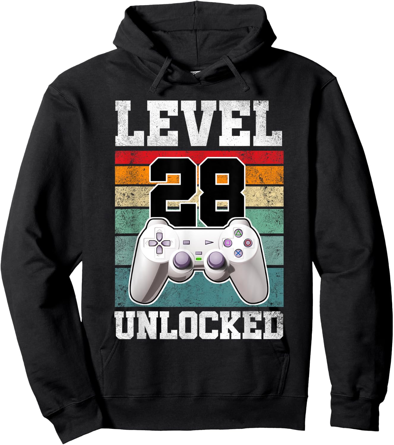 28 Year Old Gaming Level 28 Unlocked Gamers 28th Birthday Hoodie - Hoodie | Black