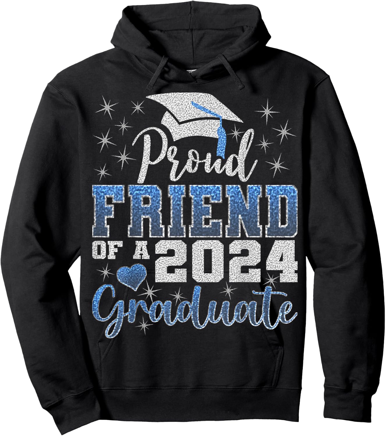 Super Proud Friend of 2024 Graduate Awesome Family College Hoodie - Hoodie | Black