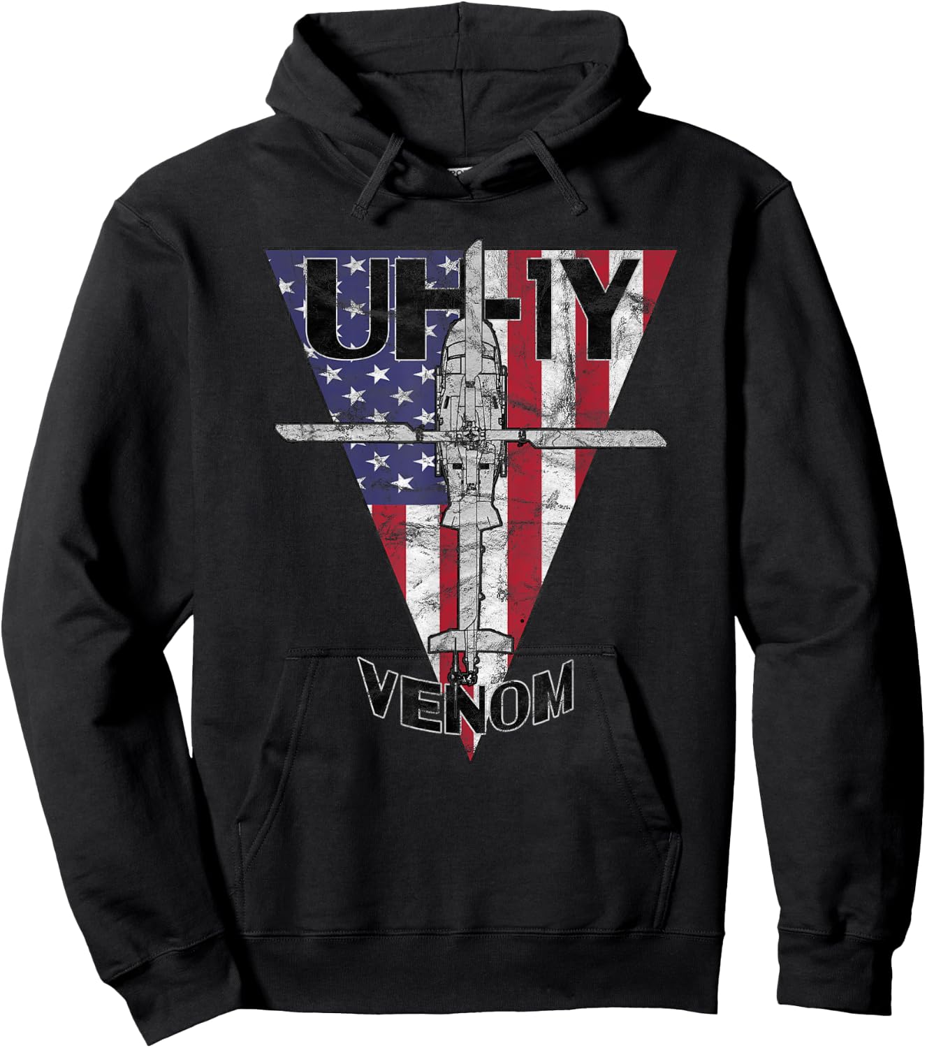 UH-1Y Venom Military Helicopter Patriotic Vintage Hoodie - Hoodie | Black