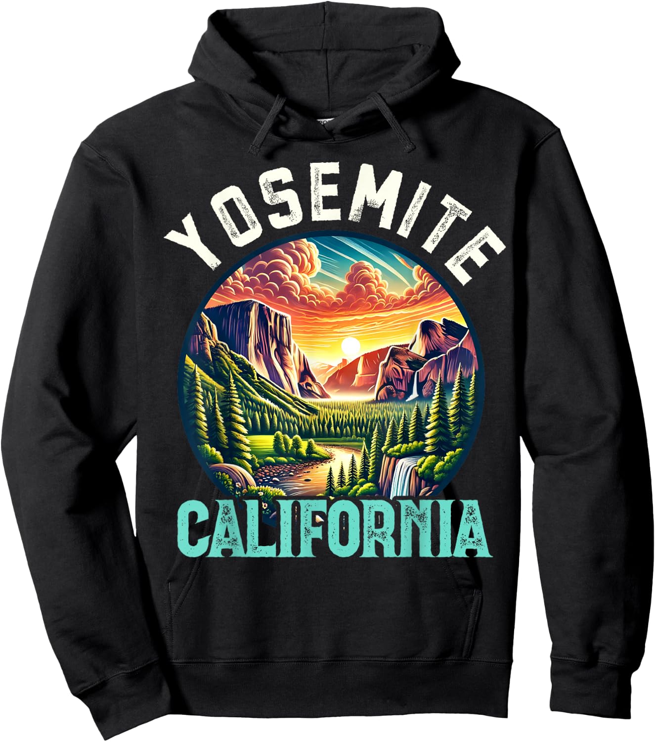 Yosemite California Hiking Vintage Souvenir, Men Women Kids Hoodie - Hoodie | Black