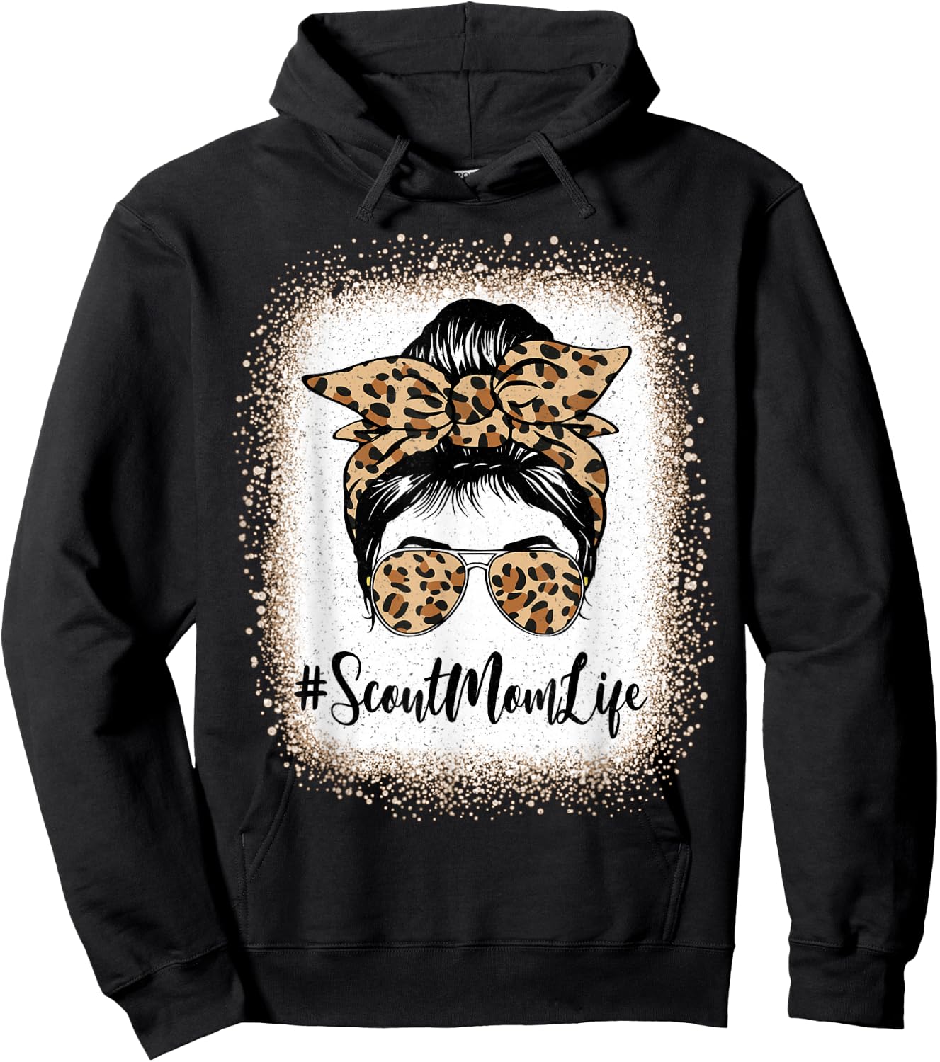 Scout Mom Life Bleached Leopard Messy Bun Mother's day Hoodie - Hoodie | Black