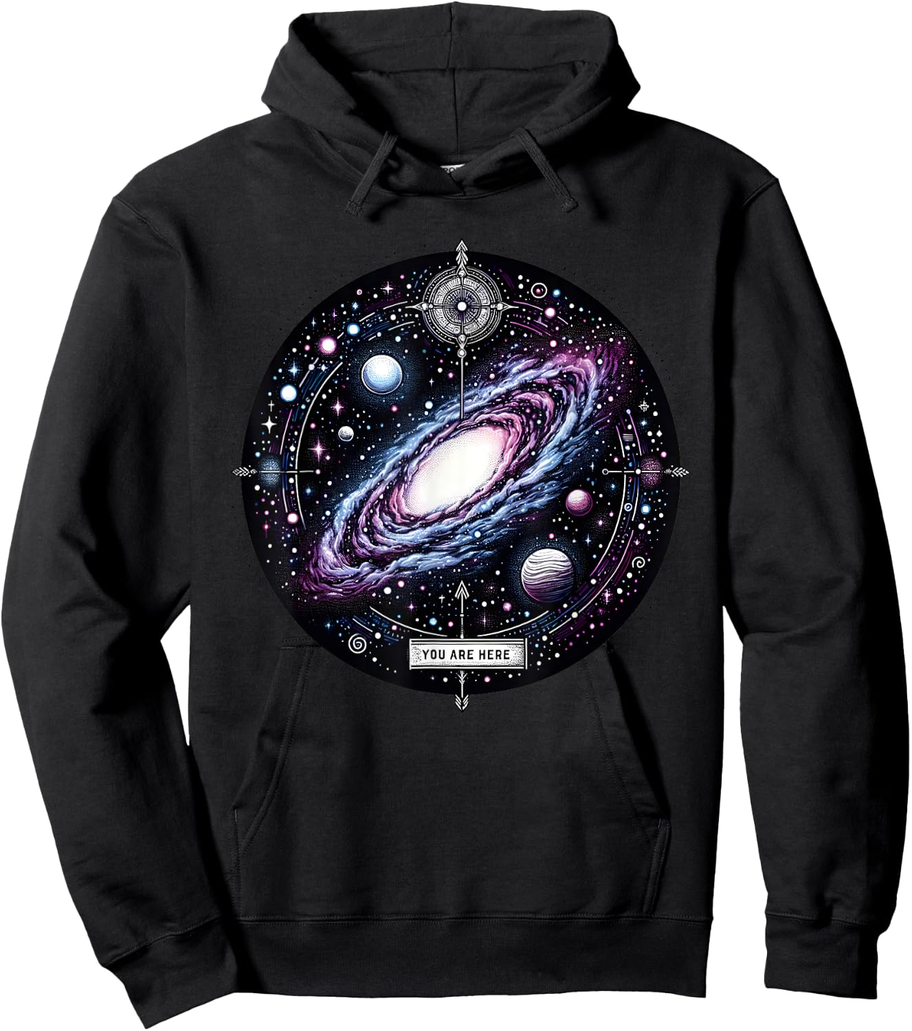 You Are Here Milky Way Funny Galaxy Astronomy Men Women Kids Hoodie - Hoodie | Black