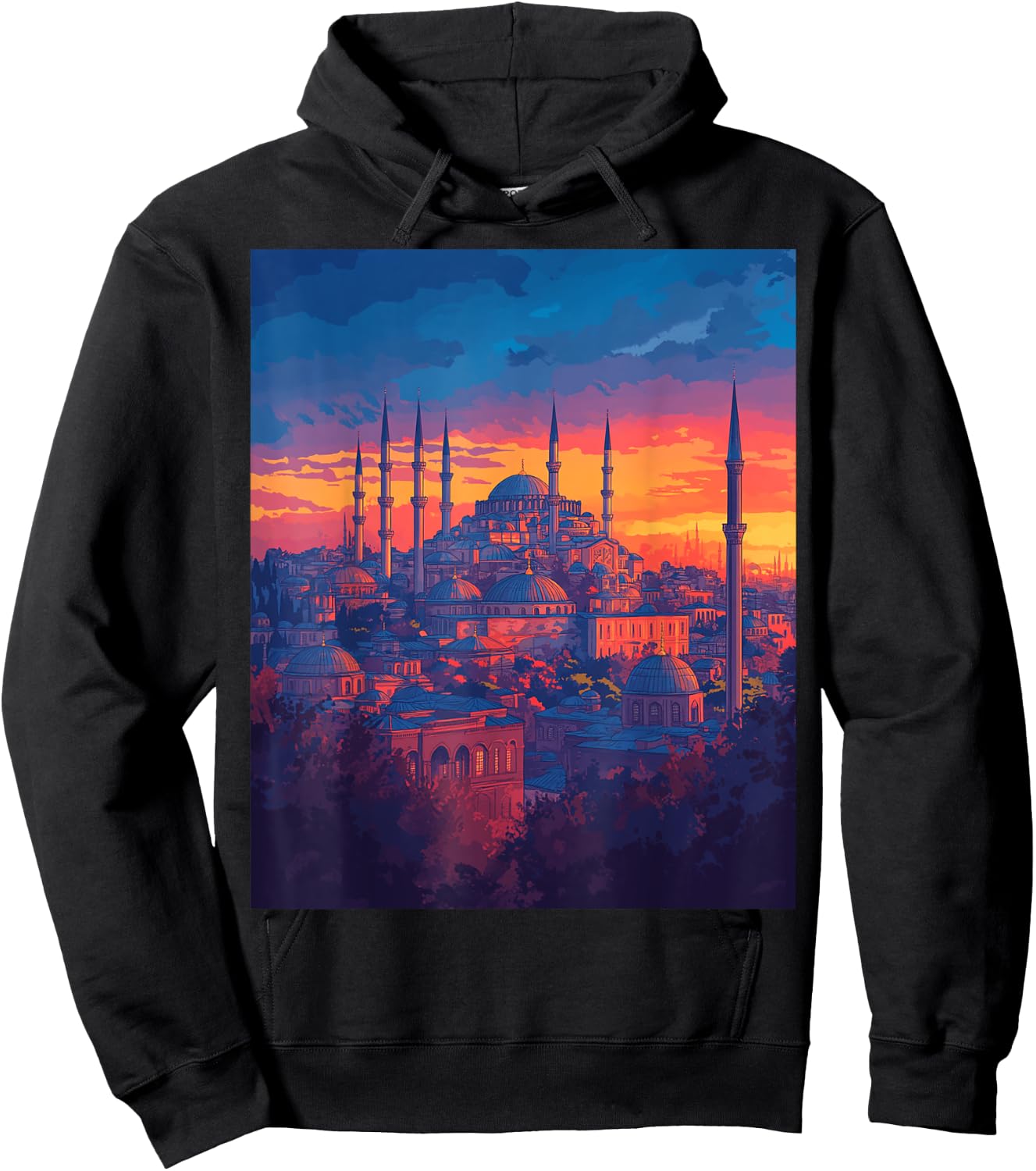 Istanbul Skyline With Historical Architecture Hoodie - Hoodie | Black