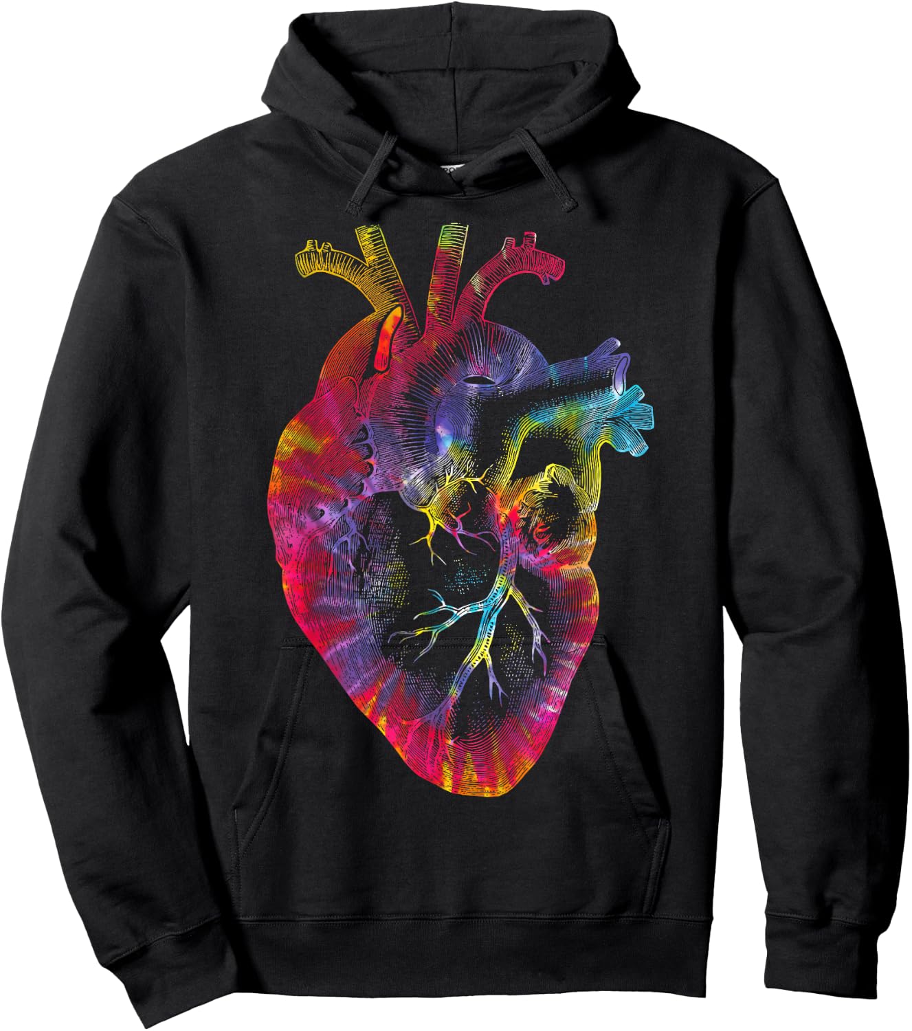 Tie Dye Anatomical Heart Valentines Day Anatomy Love Science Hoodie - Hoodie | Black