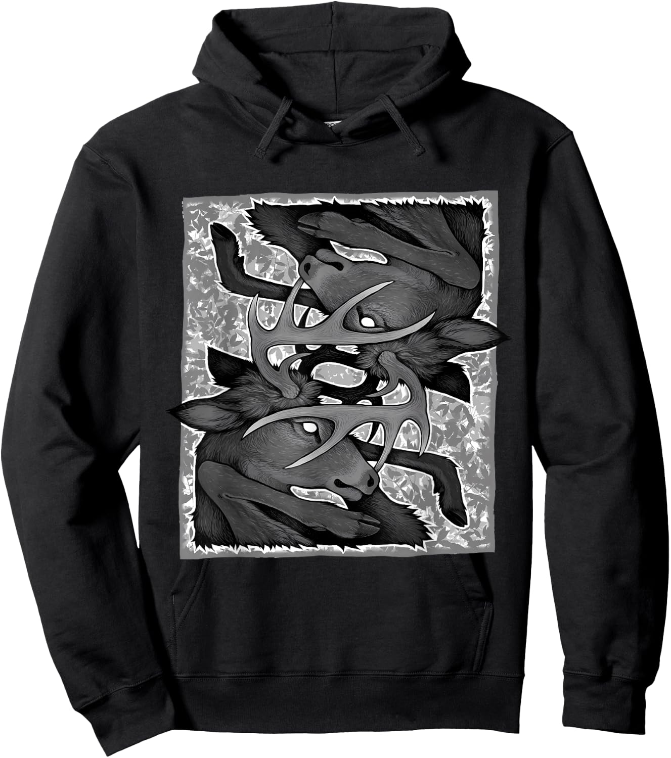 Whitetail Deer Buck Antler Lock Hoodie - Hoodie | Black