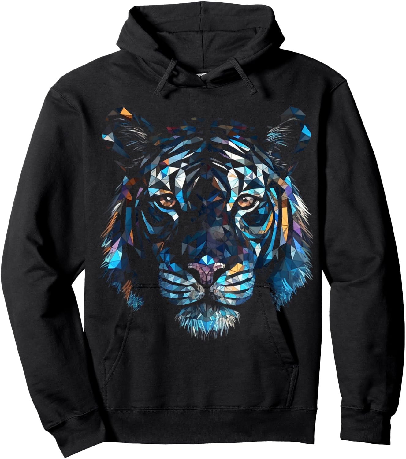 Tiger Polygon Artwork - Colourful Animal Art Tiger Hoodie - Hoodie | Black