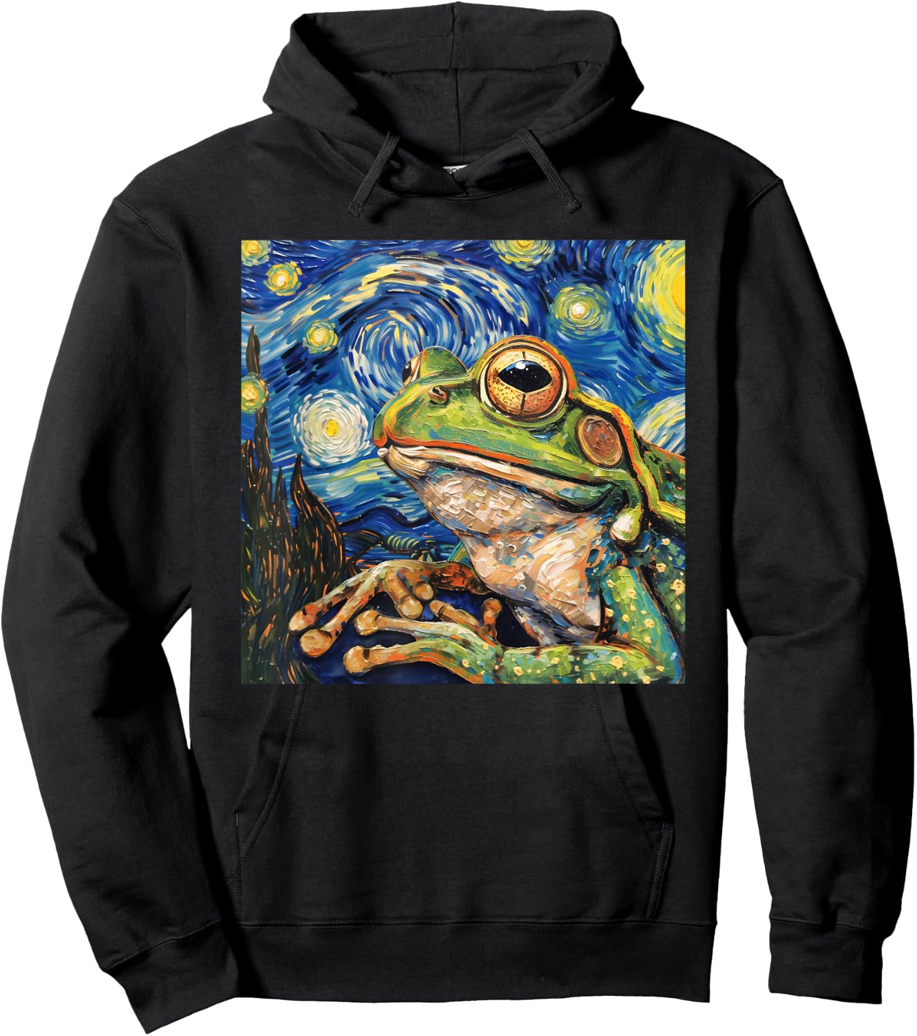 Frog Toad Van Gogh Style Starry Night Hoodie - Hoodie | Black