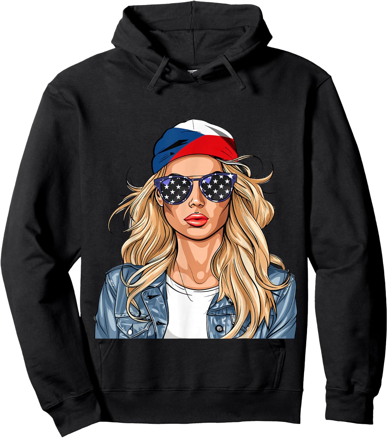 Czech Flag Souvenirs Woman American Products Czechia Hoodie - Hoodie | Black
