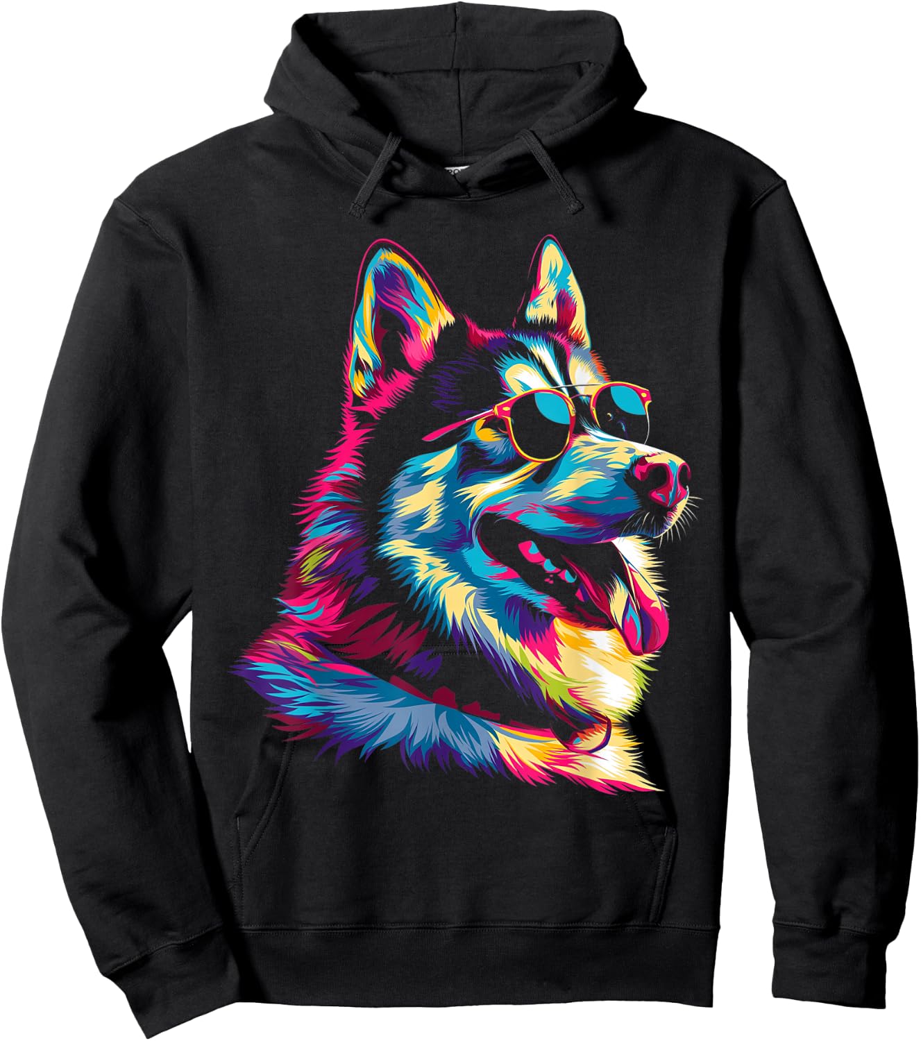 Siberian Husky Dog Sunglasses Popart Hoodie - Hoodie | Black