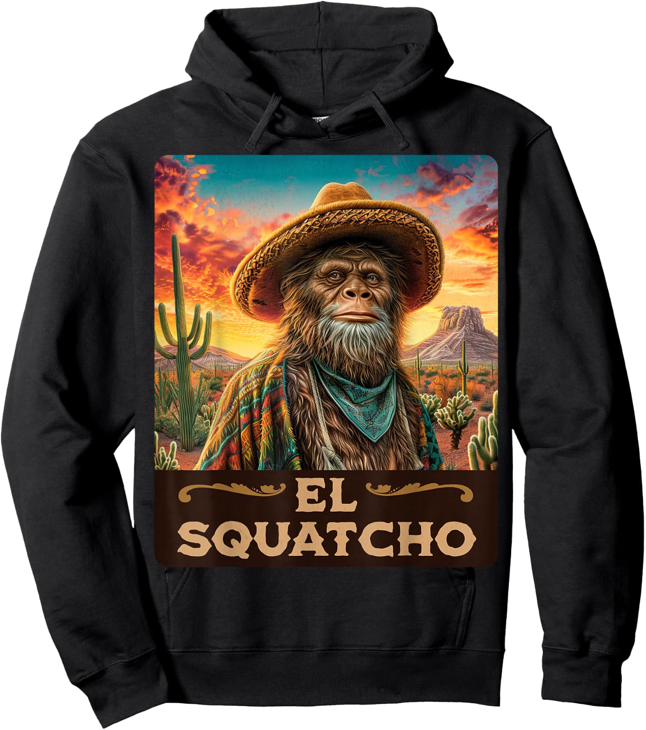 Guardian of the desert: Bigfoot, Sasquatch, & El Squatcho Hoodie - Hoodie | Black