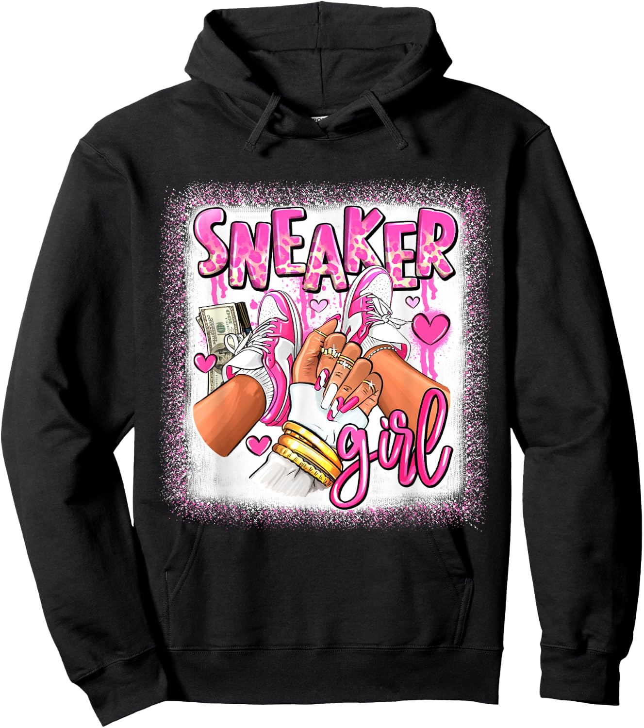 Women Pink And White Sneaker Girl, Funny Sneaker Girl Life Hoodie - Hoodie | Black