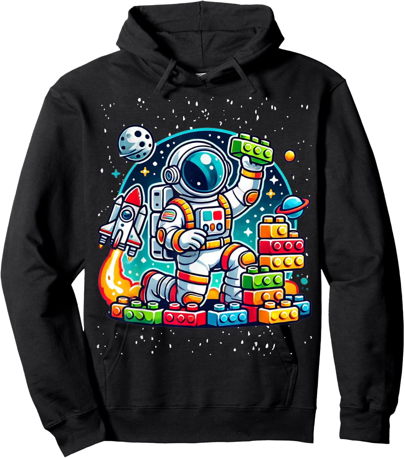 Master Builder Space Astronaut Building Blocks Bricks Boys Hoodie - Hoodie | Black