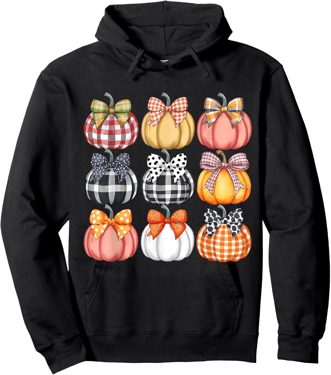 Pumpkin Coquette Bow Fall Halloween Costume Spooky Season Hoodie - Hoodie | Black