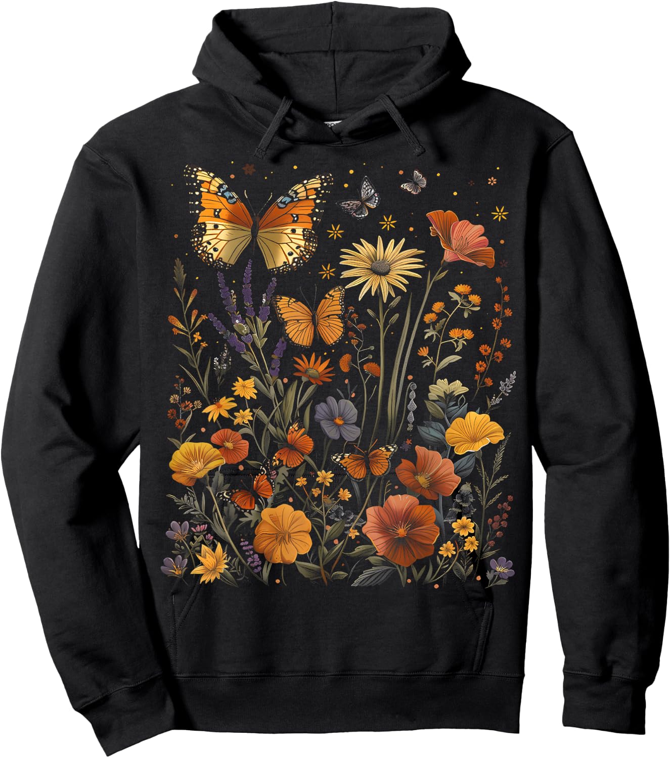 Pollinator Garden Design Wildlife Flowers Native Plants Hoodie - Hoodie | Black