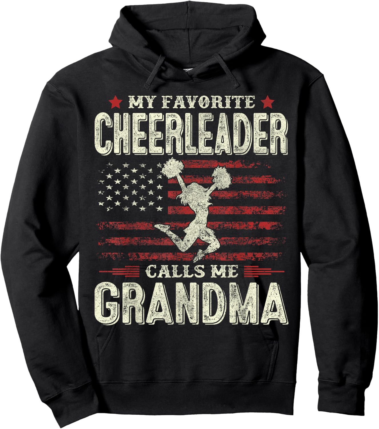 My Favorite Cheerleader Calls Me Grandma Flag Cheer Grandma Hoodie - Hoodie | Black