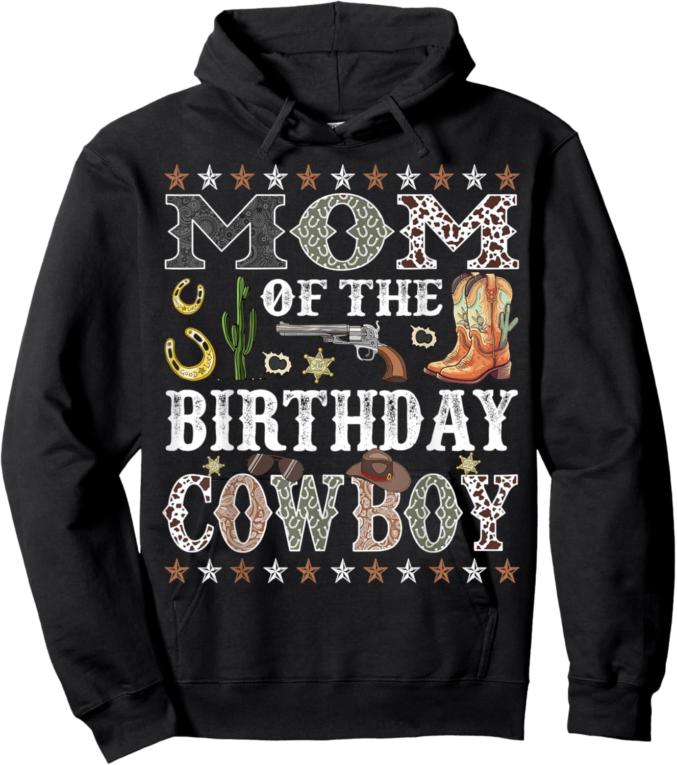 Mom Of The Birthday Cowboy Rodeo Mom Hoodie - Hoodie | Black