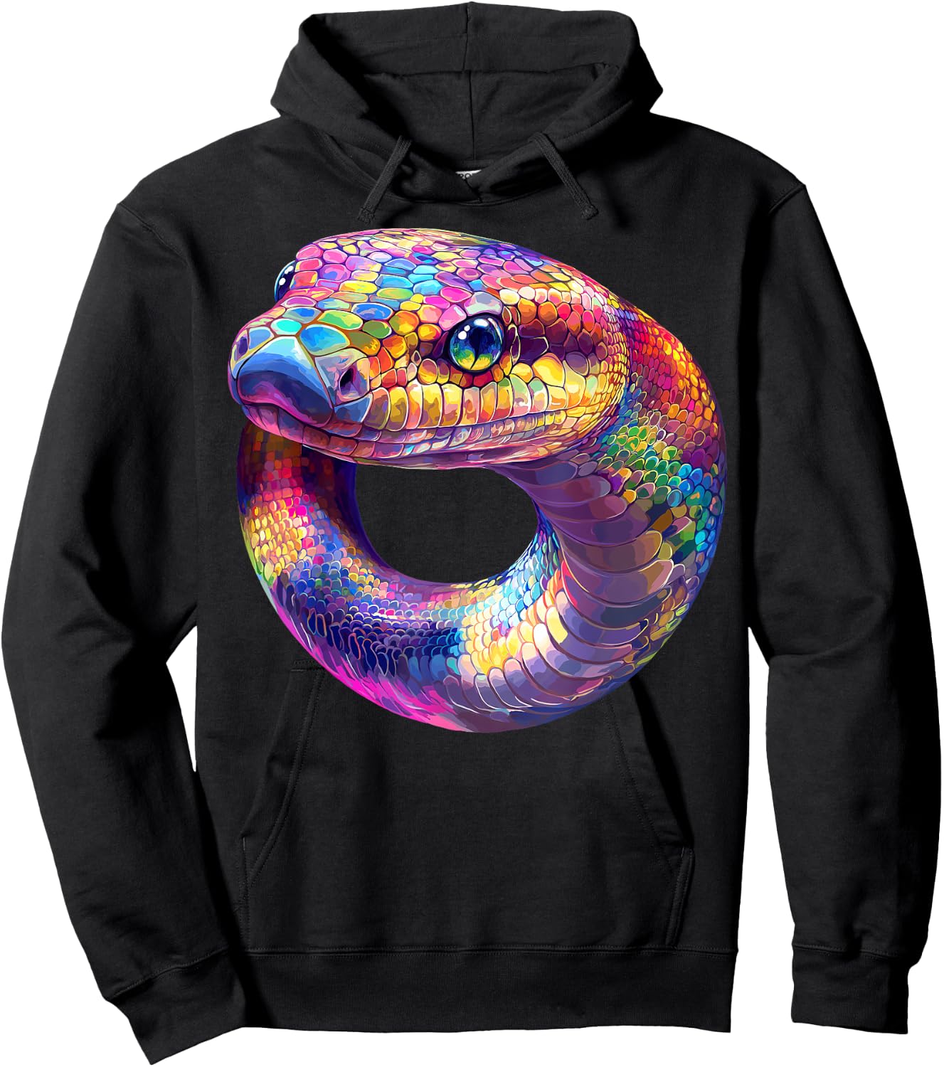 Colorful Anaconda Snake Face Animal Lover Men Women Black Hoodie - Hoodie | Black