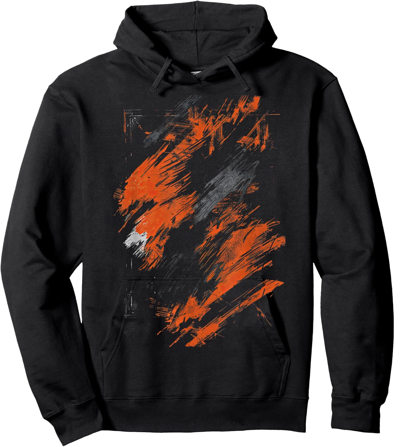 Orange and Black Dynamic Splatter Hoodie - Hoodie | Black