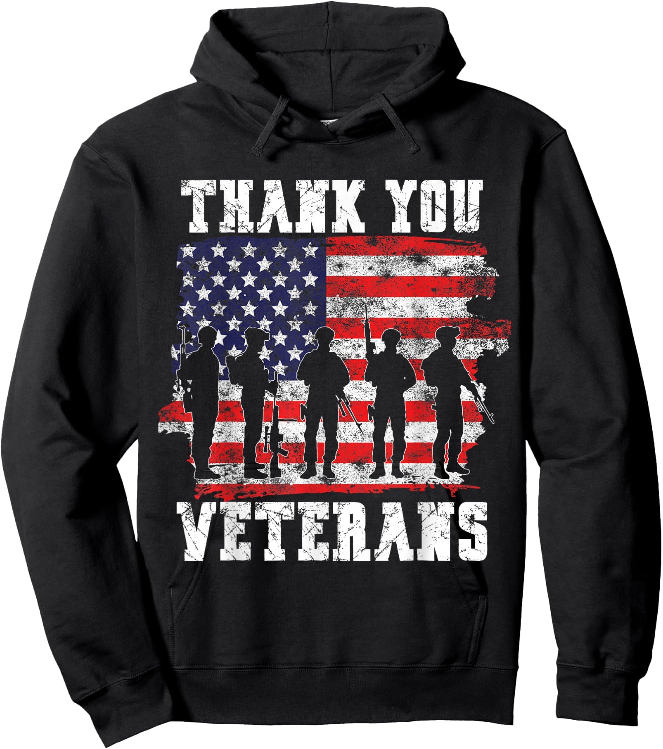 Thank You Veterans for Veterans Day Hoodie - Hoodie | Black