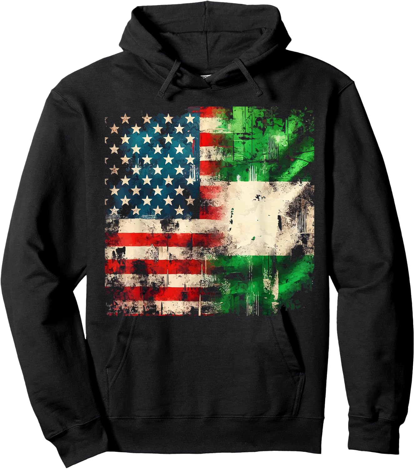 Half Nigerian Half American USA Flag Nigeria America Hoodie - Hoodie | Black