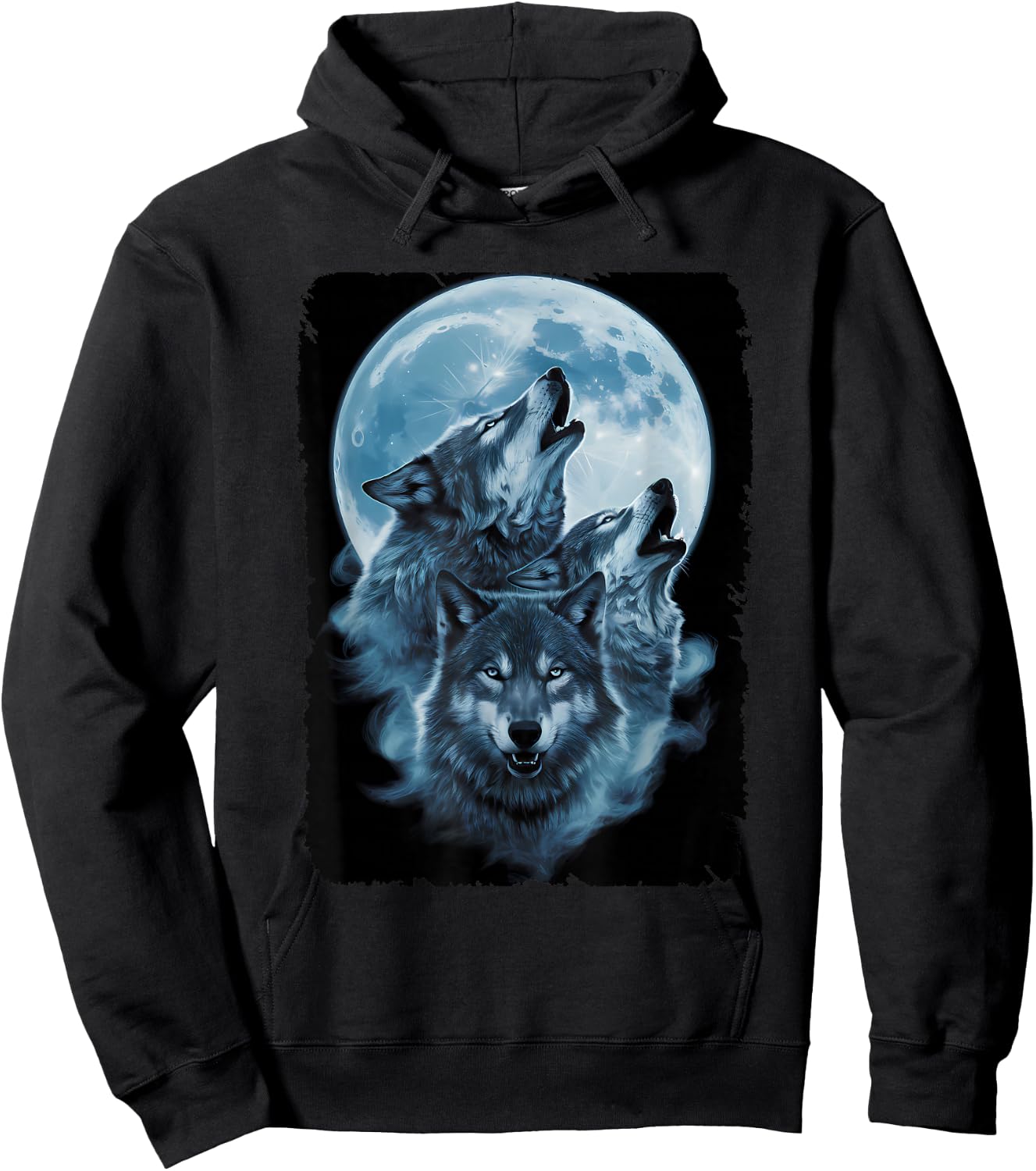 Wolf Lovers Animals Three Wolves Howling Full Moon Hoodie - Hoodie | Black