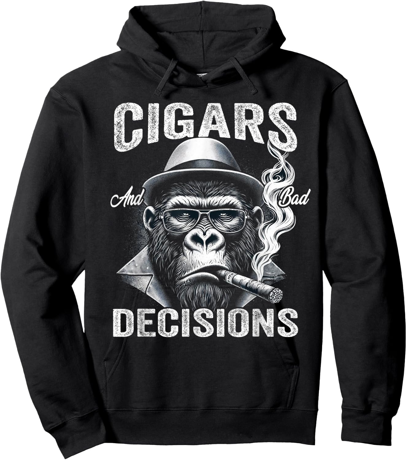 Funny Monkey Cigars And Bad Decisions Women Hoodie - Hoodie | Black