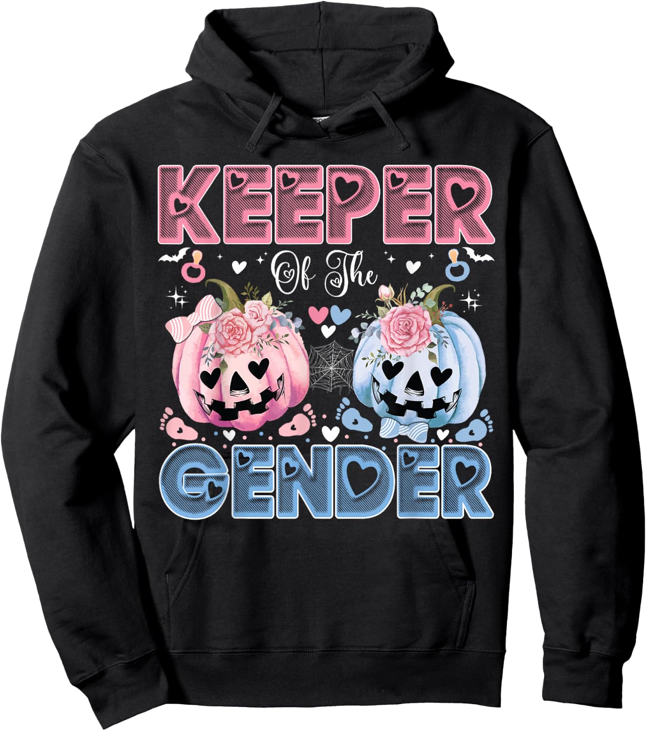 Keeper Of The Gender Pumpkin Halloween Baby Gender Reveal Hoodie - Hoodie | Black