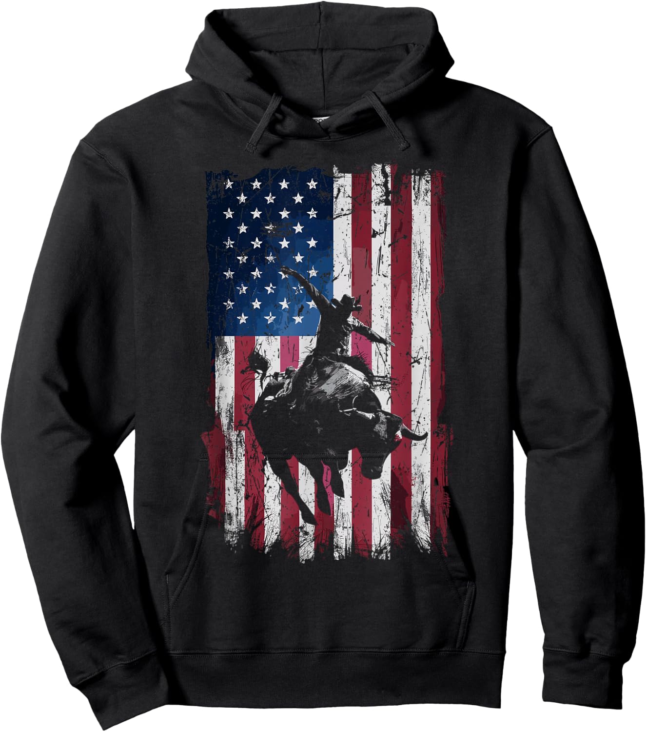 Rodeo Cowboy Western USA Flag Cowboys Hoodie - Hoodie | Black