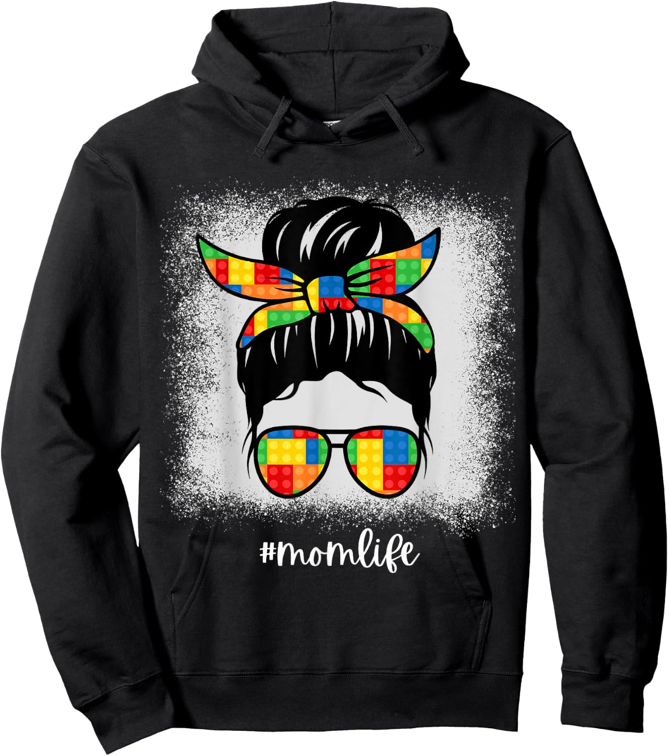 Building Bricks Mom Messy Bun Mom Life Block Builder Hoodie - Hoodie | Black