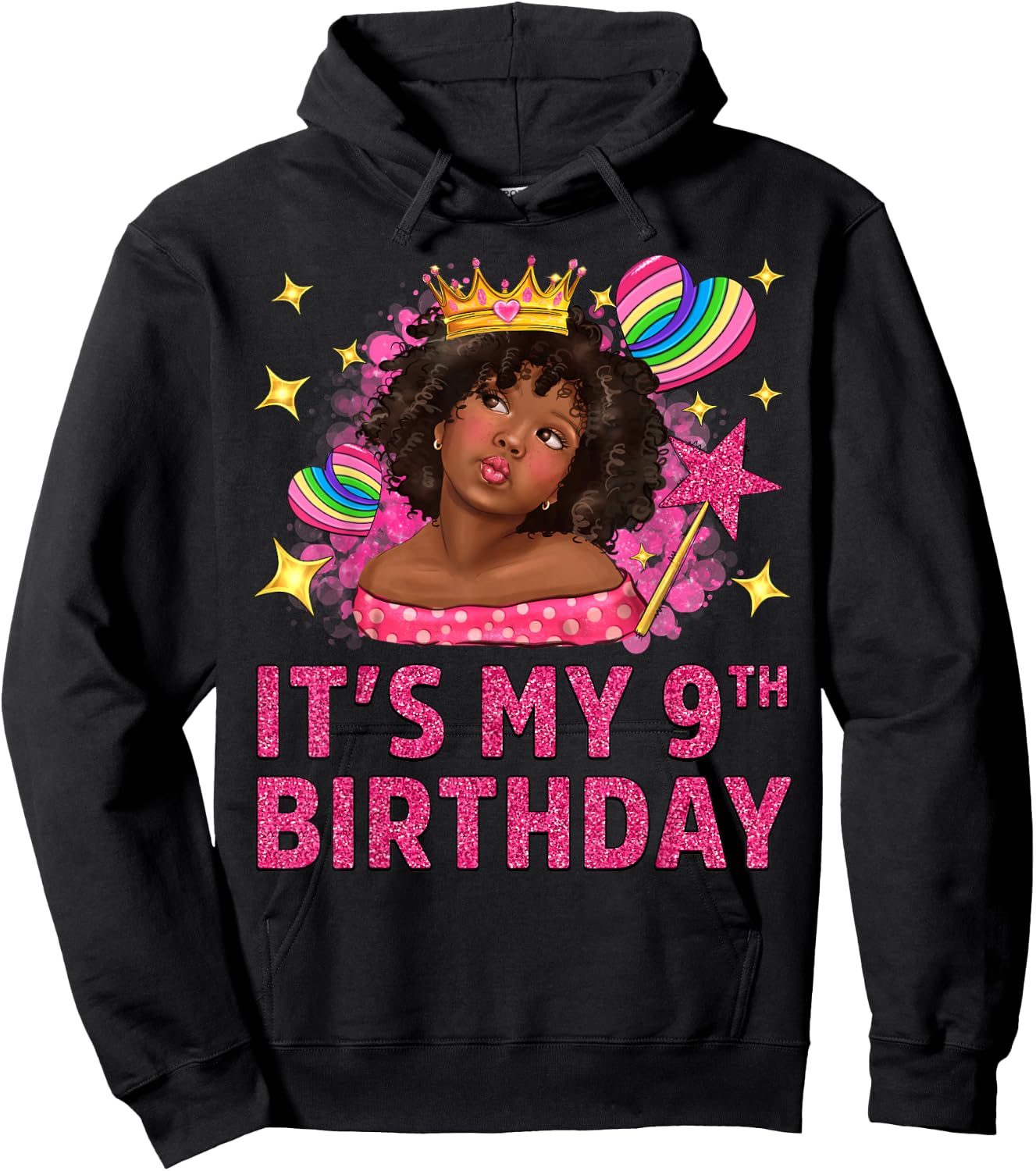 It's My 9th Birthday Black Girl African American Black Kids Hoodie - Hoodie | Black