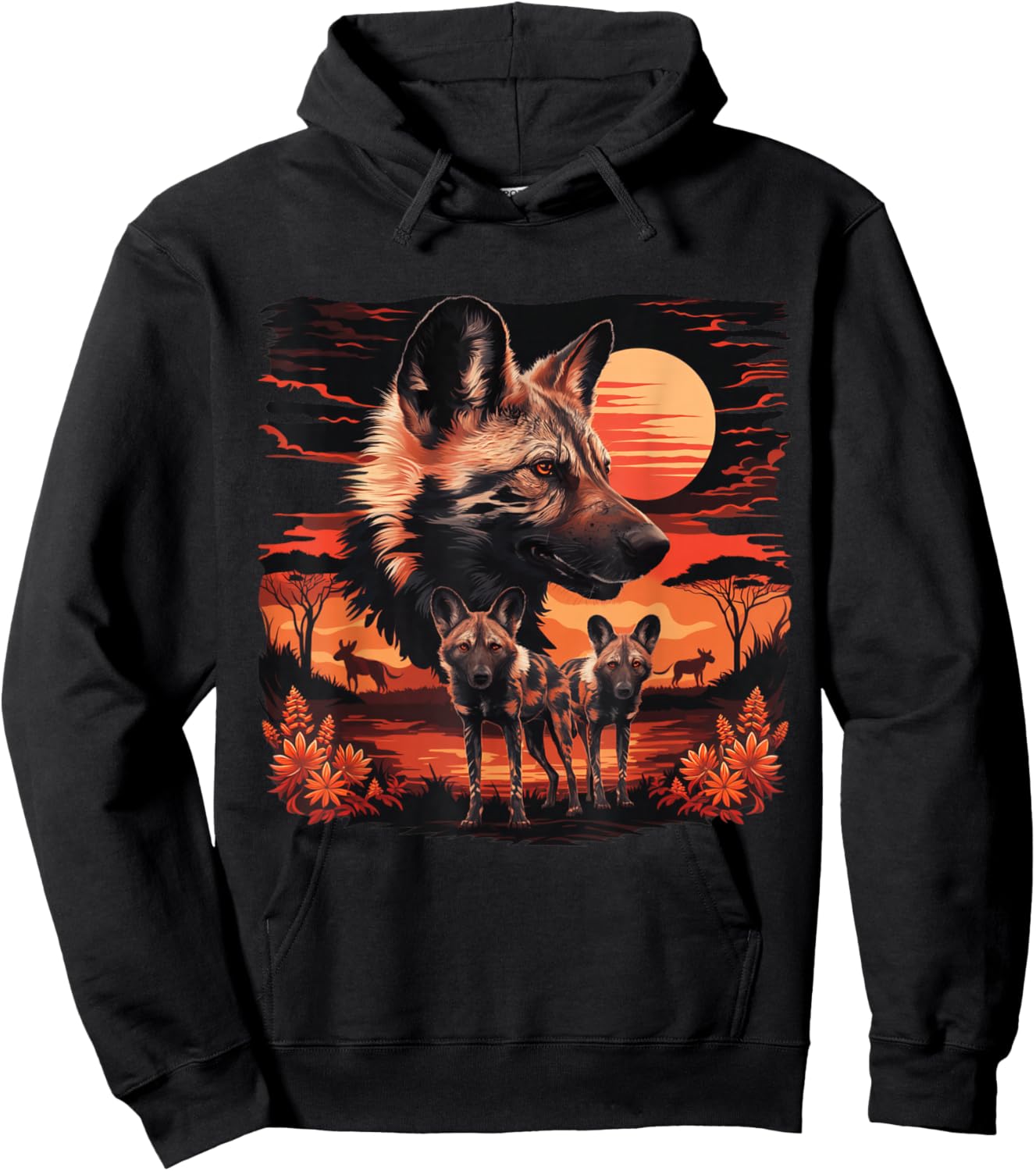African Painted Wild Dogs African Savanna Wild Dogs Lovers Hoodie - Hoodie | Black
